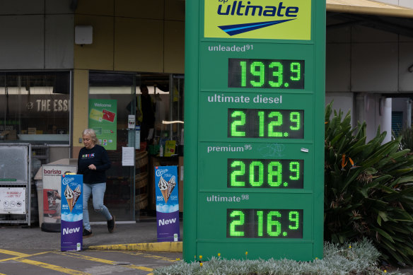 Petrol prices at BP in Camperdown on Tuesday.