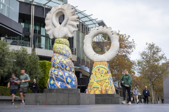 The Guardians sculptures are to be removed from Southbank and sent to Sages Cottage Farm.