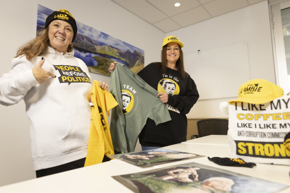 Senators Tammy Tyrrell and Jacqui Lambie, pictured here during the election campaign in May, think the current bill has too many gaps in the detail. 