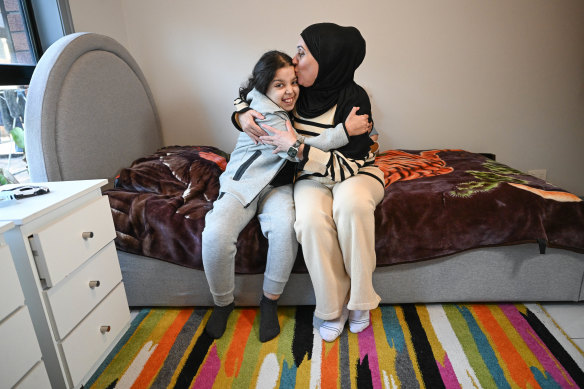Rima Haddara with 10-year-old daughter Daad, whose brain tumour has shrunk to almost nothing thanks to a personalised immunotherapy. 