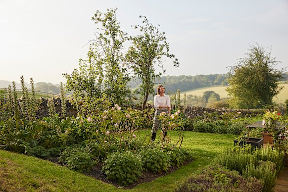 Author Plum Sykes in the garden of her Gloucestershire home.