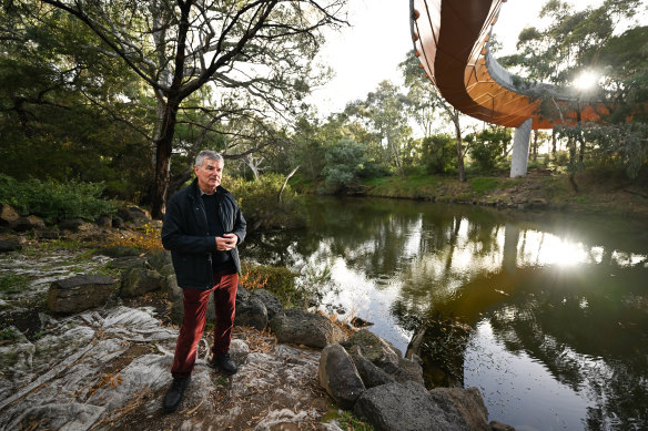 Werribee Riverkeeper John Forrester stands in the town centre, where the river supports platypus.