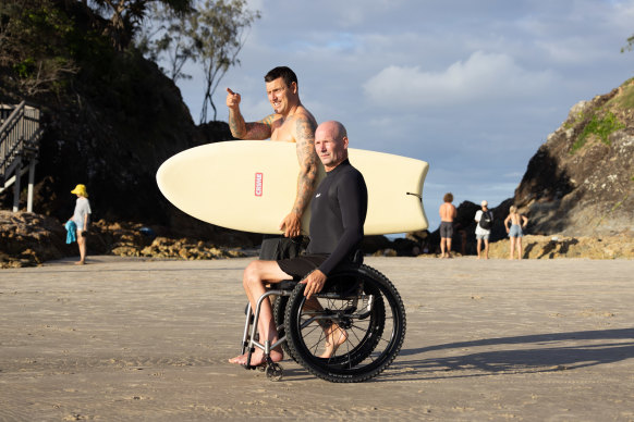 Taylor and Winston McCall at The Pass in Byron Bay.