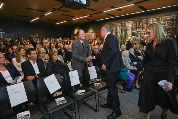 Albanese greets attendees at the opening of the Melbourne Holocaust Museum in November last year.