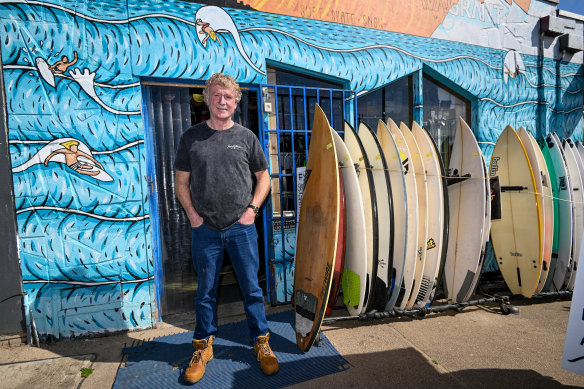 Mark Watkins, who runs the Dundas Street milk bar in Rye and rates Surviving Summer for its depiction of surf culture.