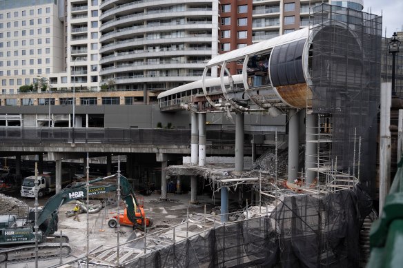 The Harbourside station for the defunct Sydney Monorail is being pulled down.