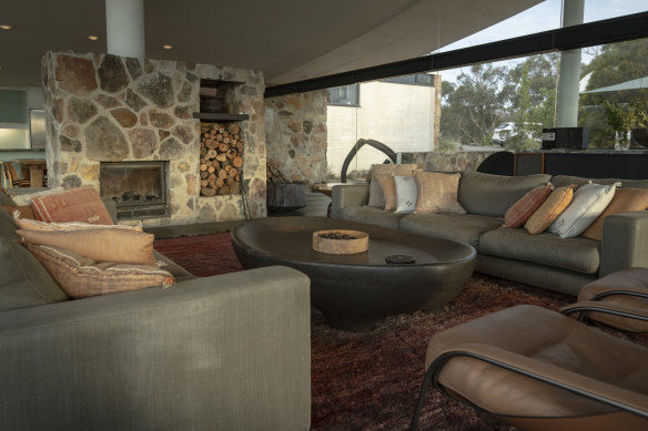 Inside Berman House at Joadja, with new non-Seidler furniture.