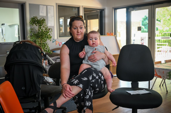 Mother-of-three Jess McGurk with son Jack. She is calling for childcare in Charlton. 