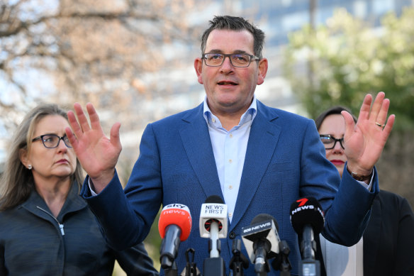 Victorian Premier Daniel Andrews announces on July 18 the cancellation of the Commonwealth Games.
