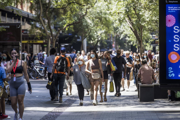 Shoppers in Pitt St. Mall.