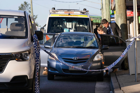The car was parked on a shopping strip opposite Glenfield train station.