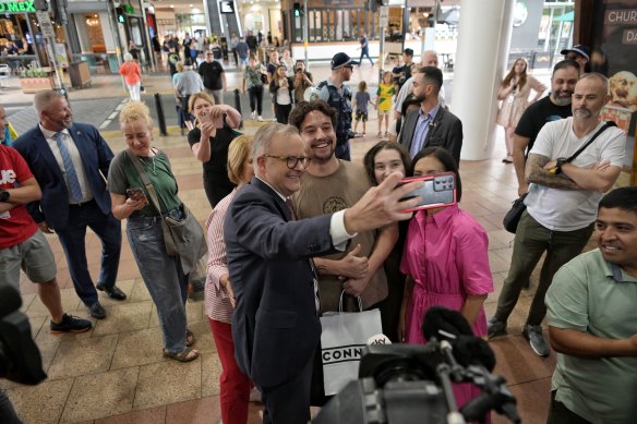 PM Anthony Albanese joined NSW opposition deputy leader Prue Car and Penrith candidate Karen McKeon at Penrith Westfield.