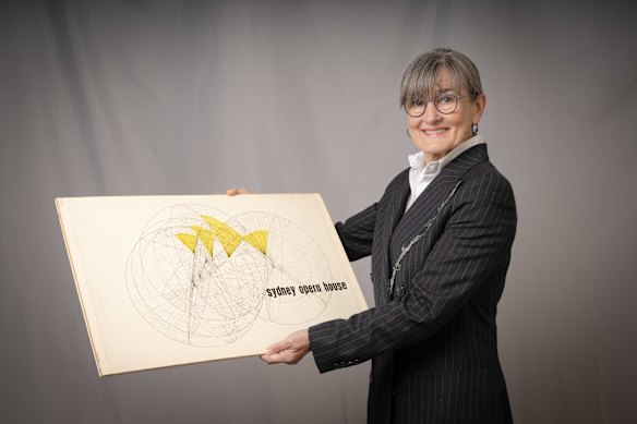 Louise Herron holds Jørn Utzon’s 1962 Yellow Book. Part of the State
Library collection, it is profoundly significant. “Its philosophical approach and breathtaking illustrations set the standard for everything we do. Our challenge as the current custodians of the Opera House is to strive for the same level of excellence in everything we do, and to keep exploring the ‘edge of the possible’, as Utzon so eloquently and tantalisingly put it.”