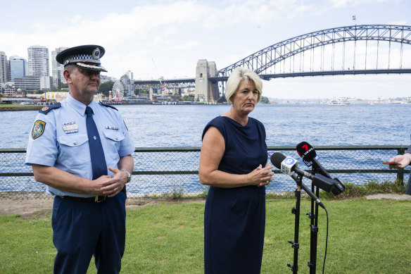 Police Minister Yasmin Catley with Assistant Commissioner Brett McFadden.