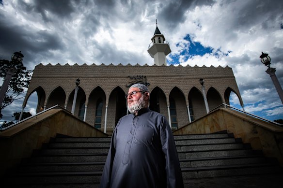 Sheikh Yahya Safi outside Sydney’s largest mosque, Lakemba Mosque, on the eve of Ramadan. It has received three graphic threats in less than a month.