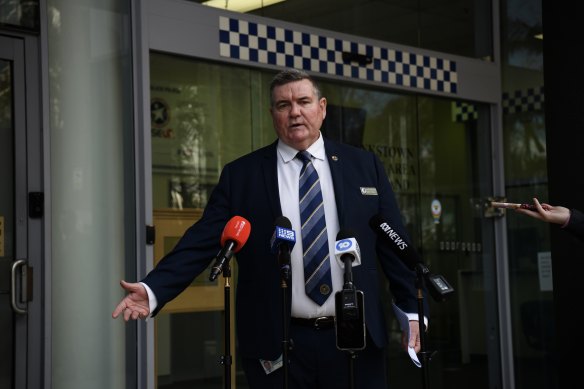 Doherty addresses the media after the alleged underworld-connected murders of two women. 