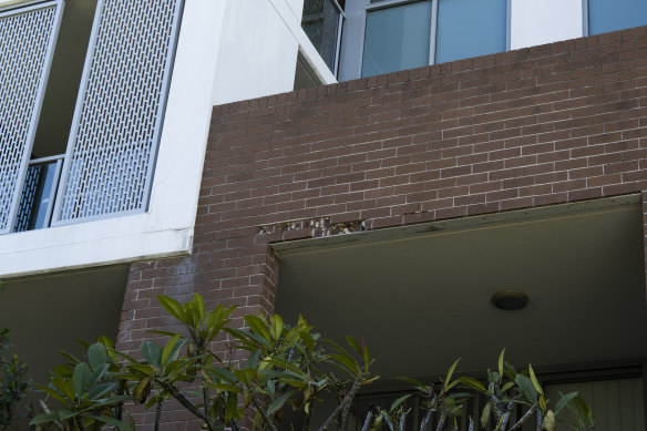 Crumbling brickwork at the Park Grove complex at Botany. 