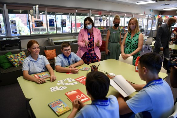 Education Minister Sarah Mitchell visits Soldiers’ Settlement Public School last year.