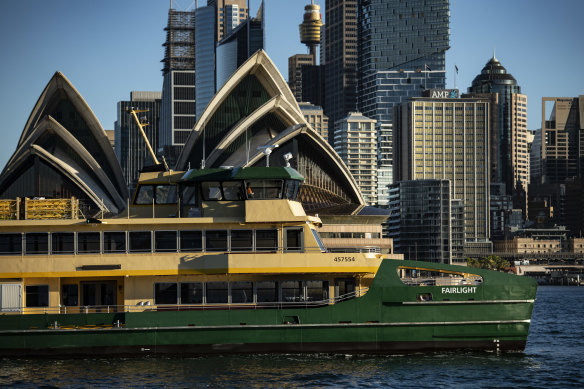 One of three new Emerald-class ferries arrive in Sydney Harbour.