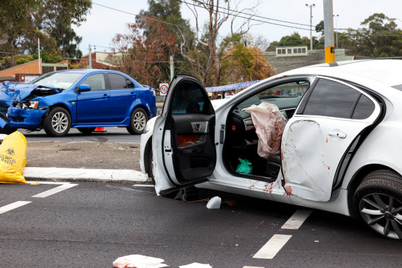 The crashed cars at Engadine.