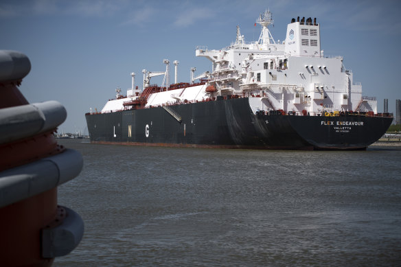 An LNG tanker waiting to be loaded in Louisiana. Woodside is hoping its purchase of Tellurian will give it exposure to the booming market.