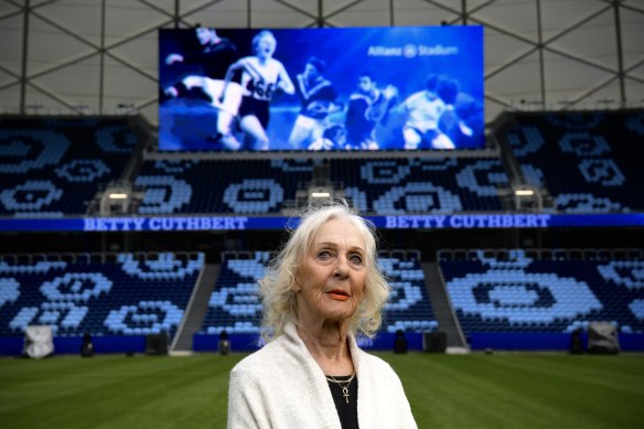 Betty Cuthbert’s twin sister, Marie Johnston, was at the new Allianz Stadium on Thursday as the venue’s ‘Ring of Champions’ was unveiled.