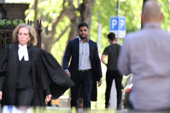 Navishta Desilva arrives at the County Court.