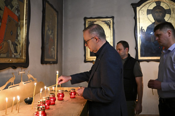 Lighting a candle at St Andrew’s Orthodox Church in Kyiv has become a rite of passage for many visiting dignitaries. 