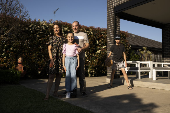 Christine and Ross Oliveri with Ellaria and Valentino, who attend Oran Park Anglican College, at their Harrington Park home.