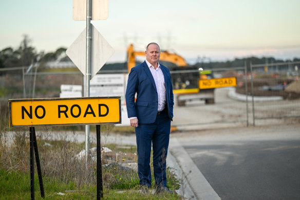 City of Casey administrator Cameron Boardman at the dead end of Thompsons Road. 