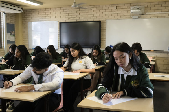 St Marys Senior High School students sitting HSC exams last year.