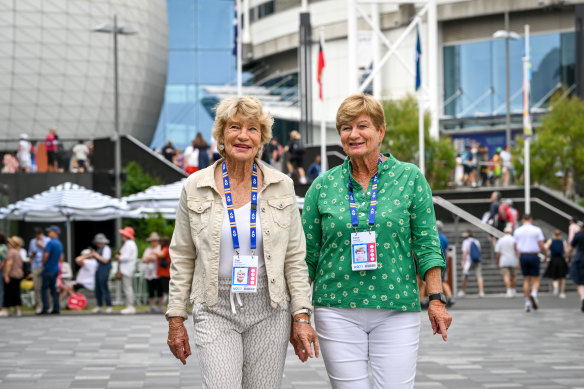 Elite tennis players Gail Benedetti, left, and sister Carol Campling.