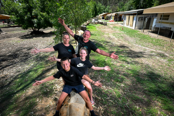 The Panos family (from front) Kacey, 12, Ella, 14, Jenni and Brad. 