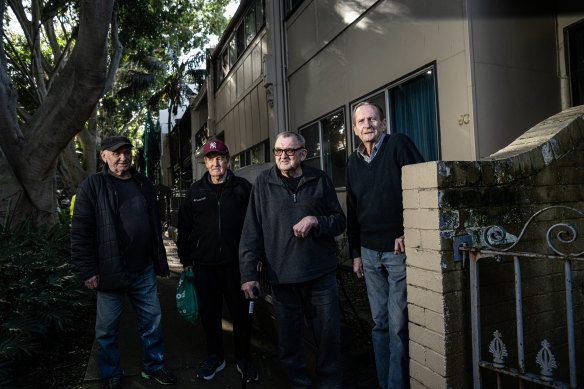 (From left) Simon Durac, Brian Lea, Ray Reading and Stephen Deer live in a Paddington boarding house.