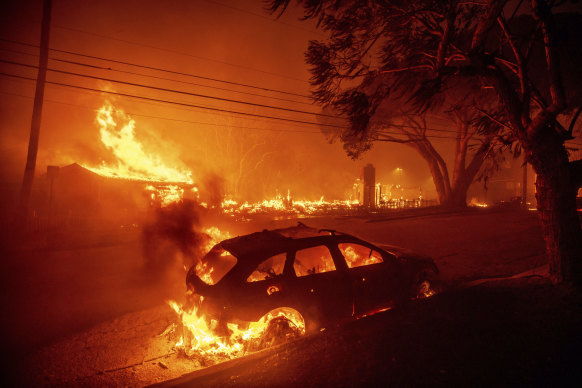 Both sides of the street were burnig as people tried to escape.