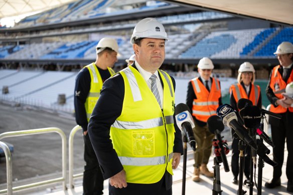 NSW Sports Minister Stuart Ayres at a stadium.