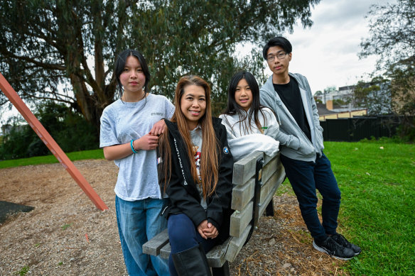 Lillian Lee with her children Denver, 16, Isabella, 15 and Ava, 11. 