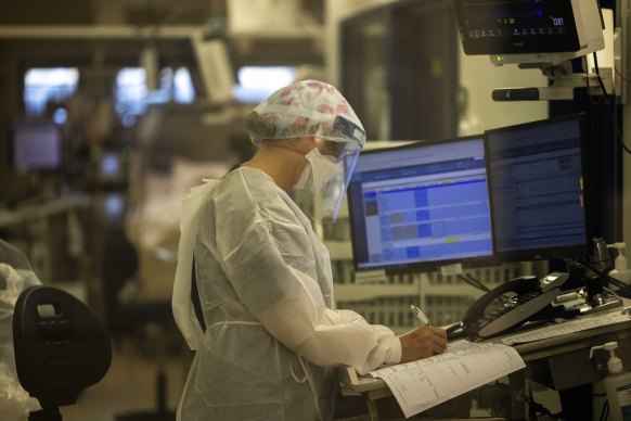 The Austin Hospital’s COVID-19 ward in 2021.