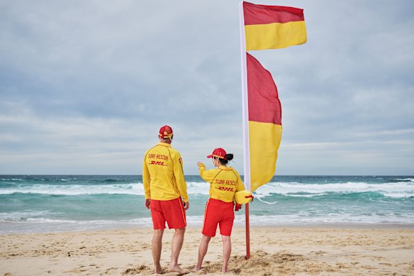 The red and yellow flags identify the safest place to swim on a patrolled beach.