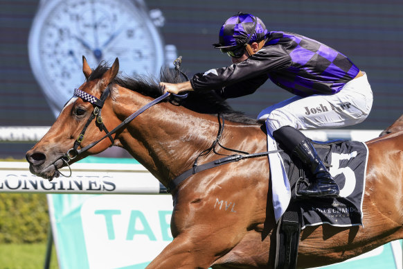 Big Parade in full flight to take out the Sydney Stakes at Randwick.