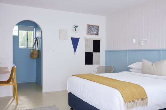 There are 17 light-filled retro-chic guest rooms at the Blue Water. 