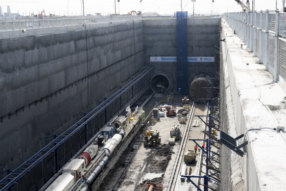 Construction on the rail station at Western Sydney airport.