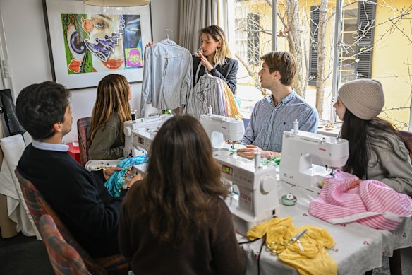 Leah Herszberg, centre, is the founder of upcycling and sewing workshops Studio Nana.