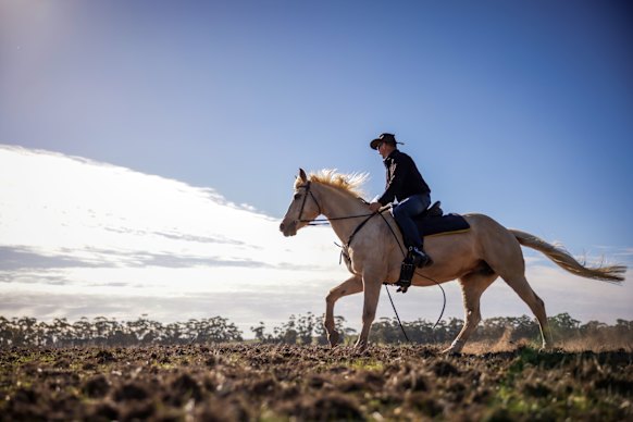 Darren Holmberg on his farm near Casterton in June last year.