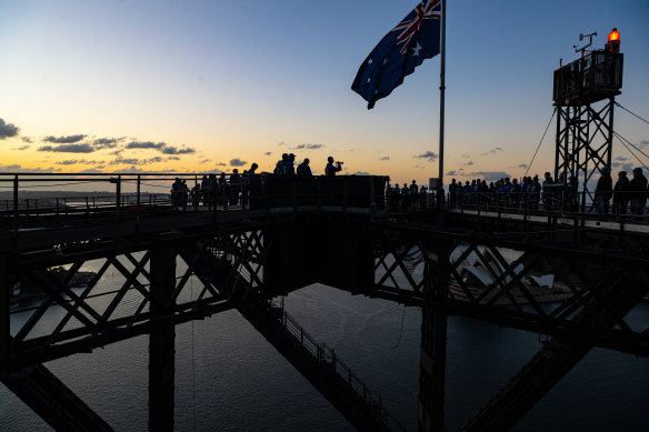 <i>The Last Post</i> was played from the top of the Sydney Harbour Bridge this morning. 