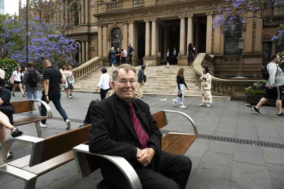 Jan Gehl outside Sydney Town Hall.