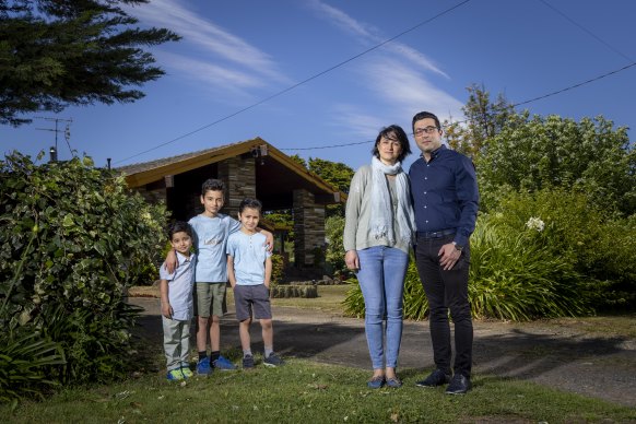 Kaveh Hassanzadeh with his wife Hoda Ameri and their sons Ario, Arta and Adrin. Kaveh and Hoda arrived as boat people in 2012 from Iran, were granted refugee status and  became ministers after studying at Melbourne’s Ridley College.