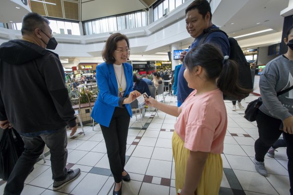 Gladys Liu at Box Hill Central shopping centre on Monday.