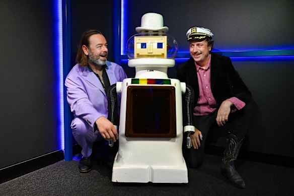 Conor Gallacher (left) and Alex Reid’s dating game show may look like Perfect Match – it even  features Dexter the Love Robot – but that’s where the comparison ends.
