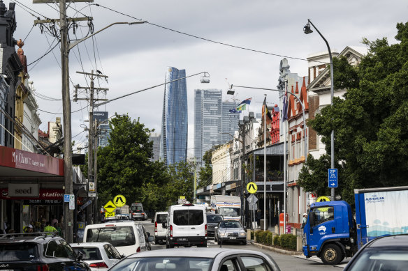 Darling Street in Balmain where small businesses are suffering from the disruption caused by traffic congestion.